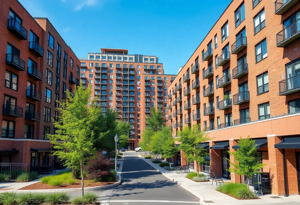 Modern affordable housing developments in Detroit with commercial spaces.