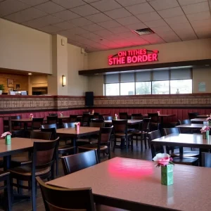 Empty interior of On The Border restaurant