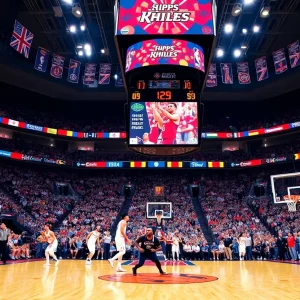 Detroit Pistons celebrating their victory against the Brooklyn Nets in an NBA game.