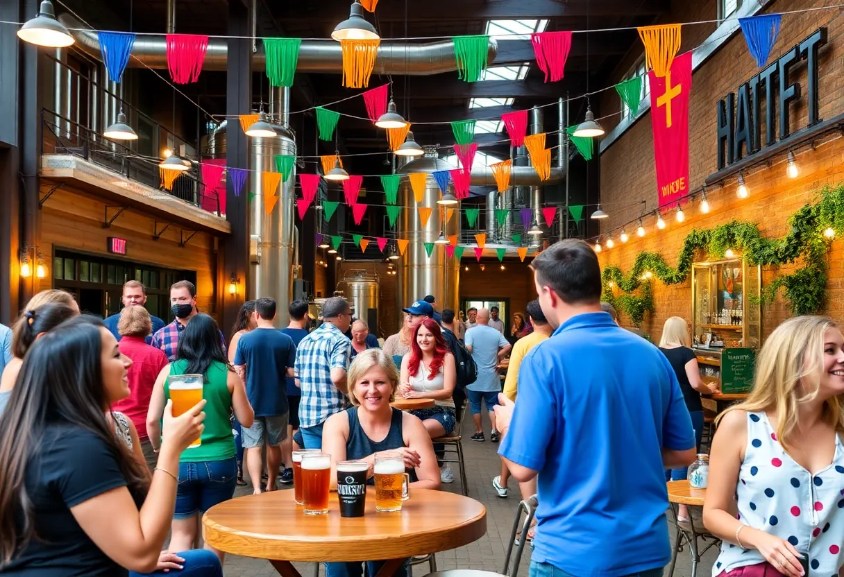 People enjoying craft beer at Roar Brewing Company in Detroit