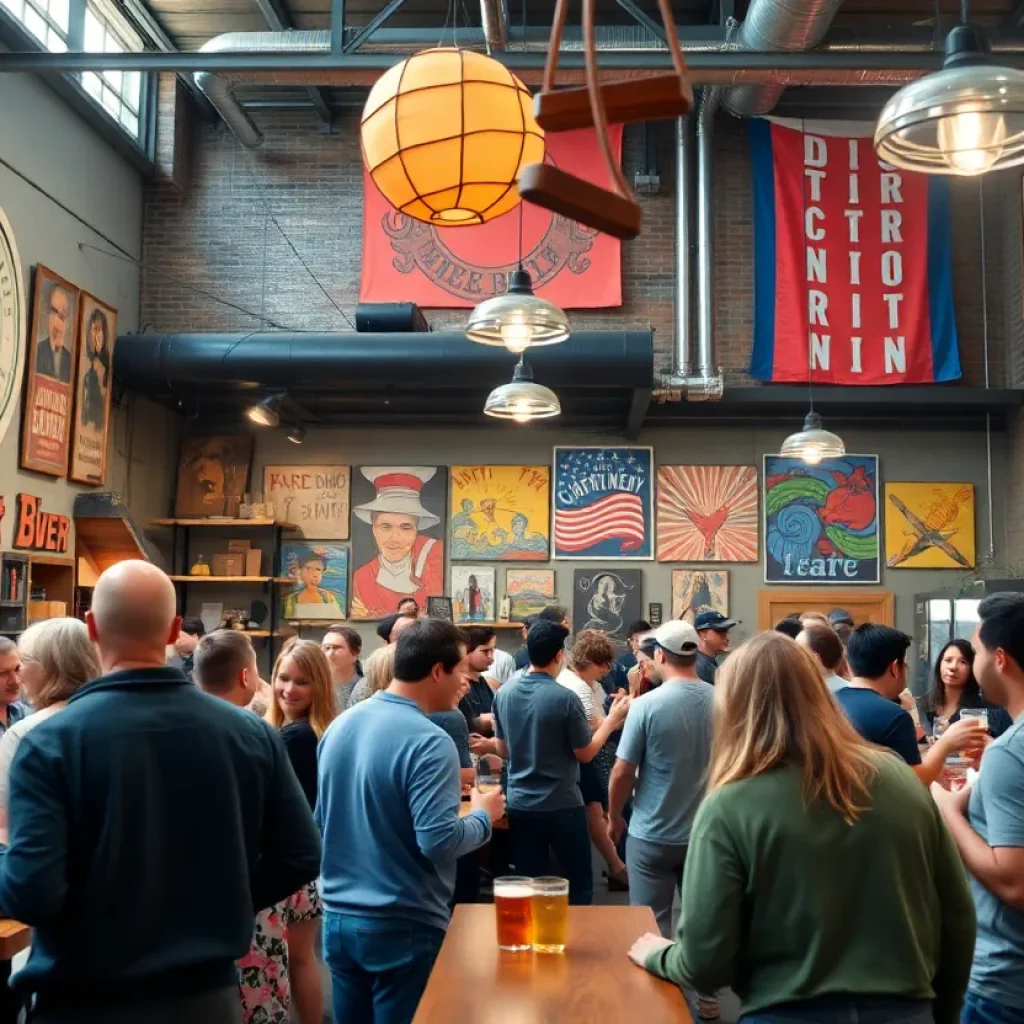 Patrons enjoying craft beer at Roar Brewing in Detroit.