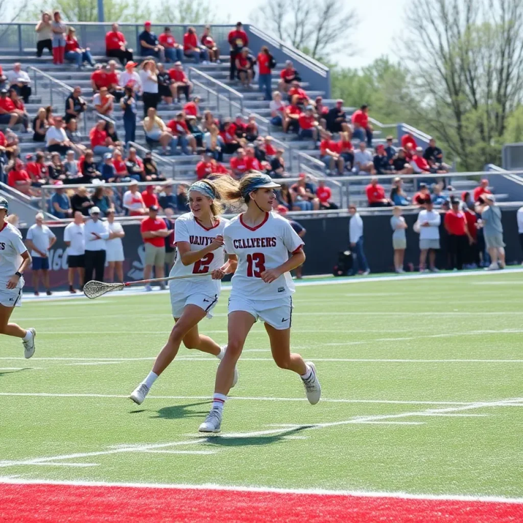 San Diego State Lacrosse players in action during the 2025 season opener