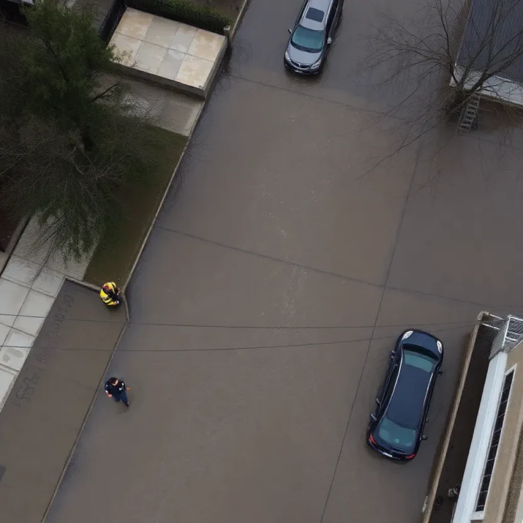 Flooded street in southwest Detroit due to water main break