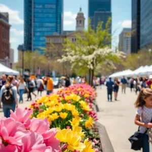 People enjoying spring activities in Detroit