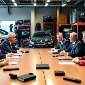 Meeting of automotive executives discussing tariffs