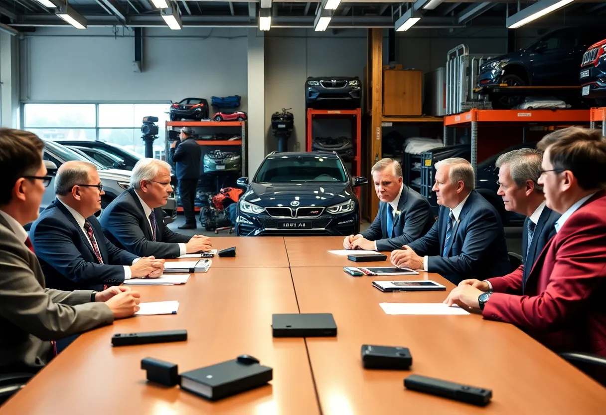 Meeting of automotive executives discussing tariffs