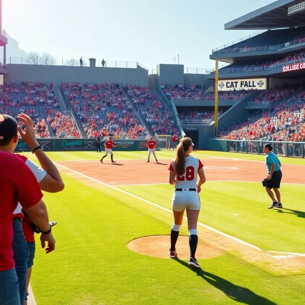 Texas Tech softball team playing in a competitive game against Detroit Mercy