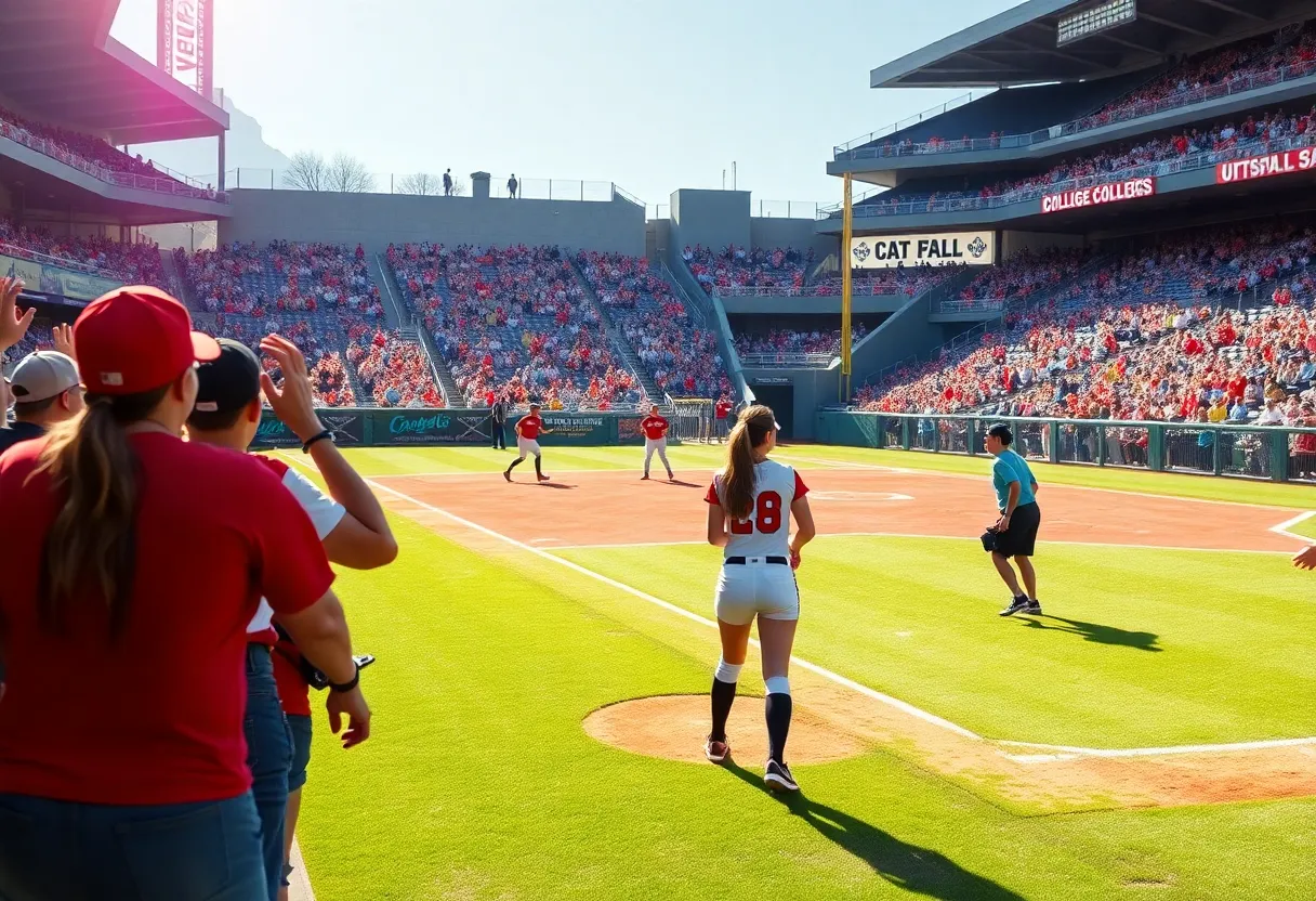 Texas Tech softball team playing in a competitive game against Detroit Mercy