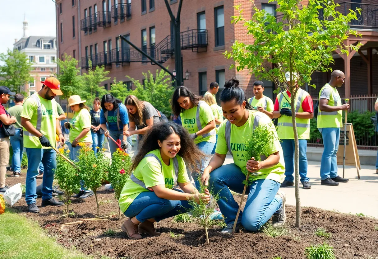 Volunteers engaged in community service activities in Detroit