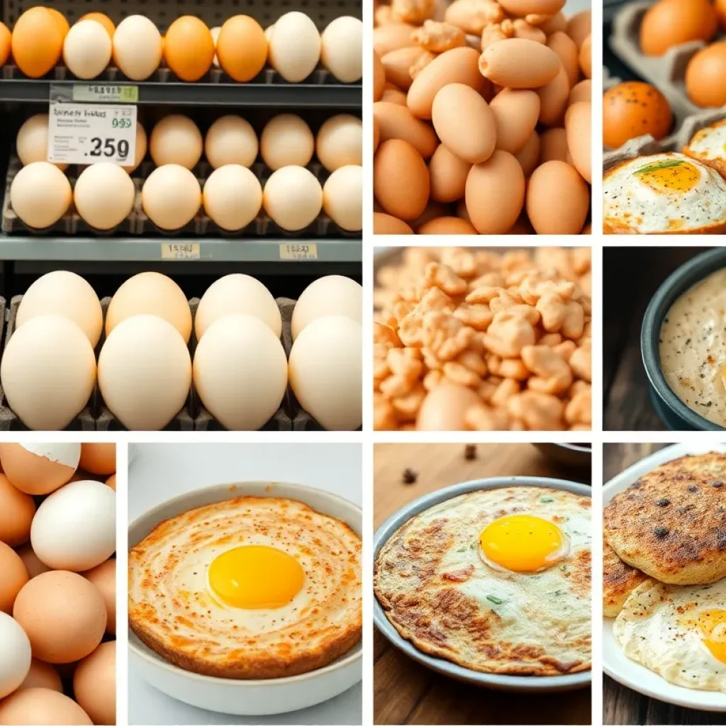 Wholesale eggs in a grocery store with price tags